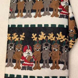 Festive Santa and Reindeer Clip on Tie